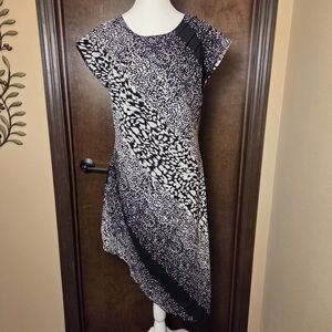 La Moda Elegant Black & White Patterned Dress NWT